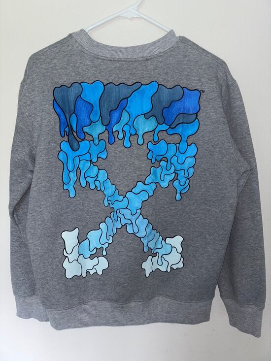 OFF-WHITE Tops - Off-White Blue Marker Slim crewneck Melange/Grey